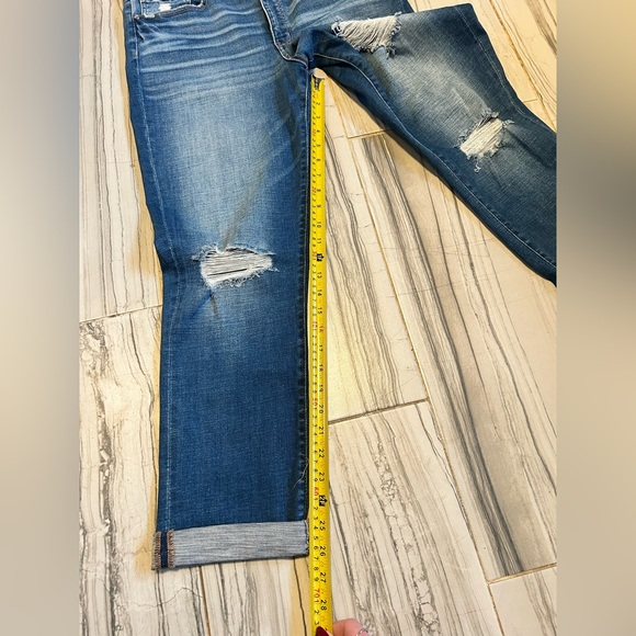 BKE Cropped Distressed Blue High-Rise Skinny Jeans - Picture 5 of 14